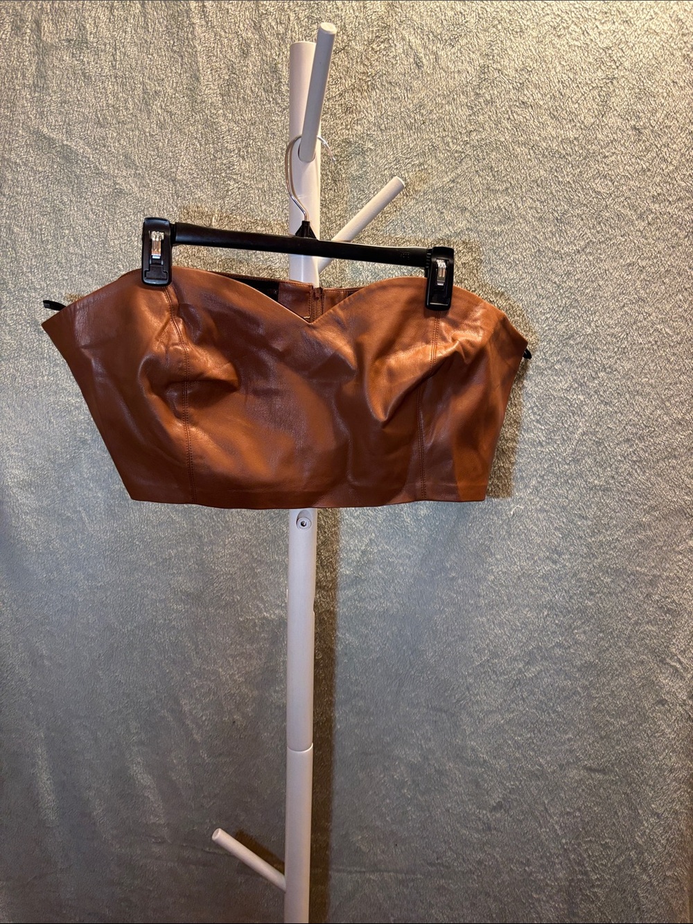 Eloquii brown faux leather bustier top NWT